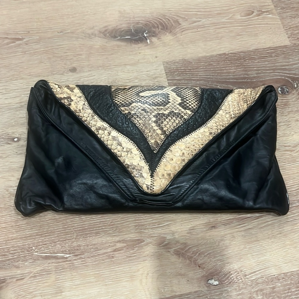VINTAGE leather and snakeskin clutch…